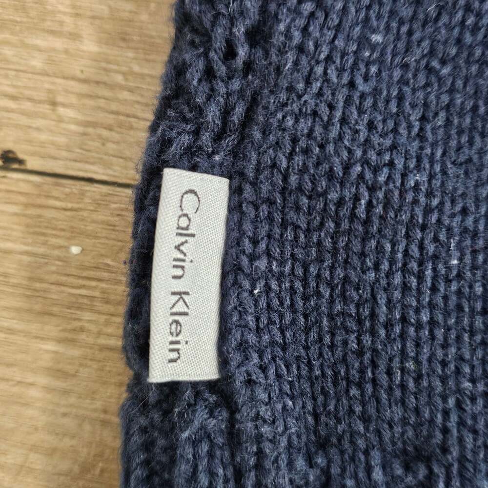 Calvin Klein Mens XXL Navy Blue Quarter Zip Textured Knit Cotton Sweater 2XL - Picture 5 of 8
